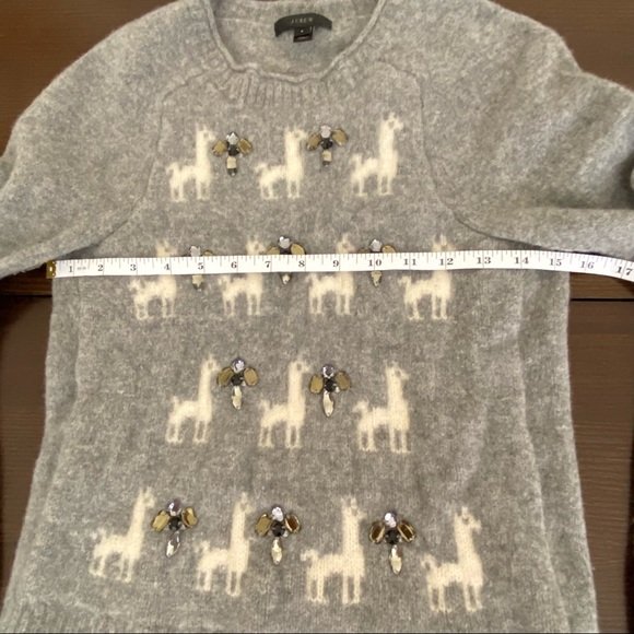 JCrew Llama with Rhinestones 100% Wool Sweater. Size Small. - Picture 7 of 10